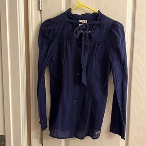 Tommy girl formal button up navy blue top. Size medium
